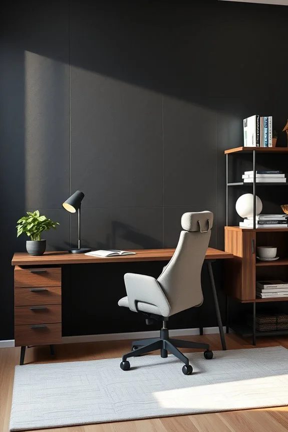 dramatic black office design