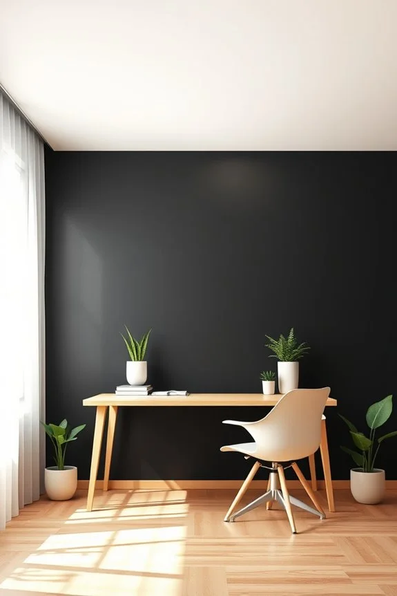black walls with bright ceilings