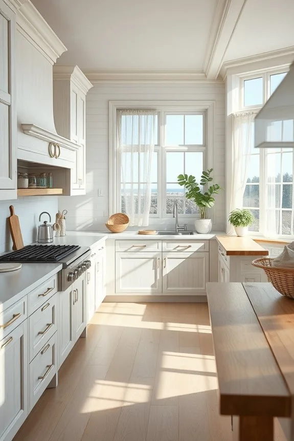 coastal charm with whitewashed cabinets