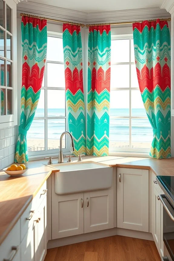vibrant coastal kitchen curtains