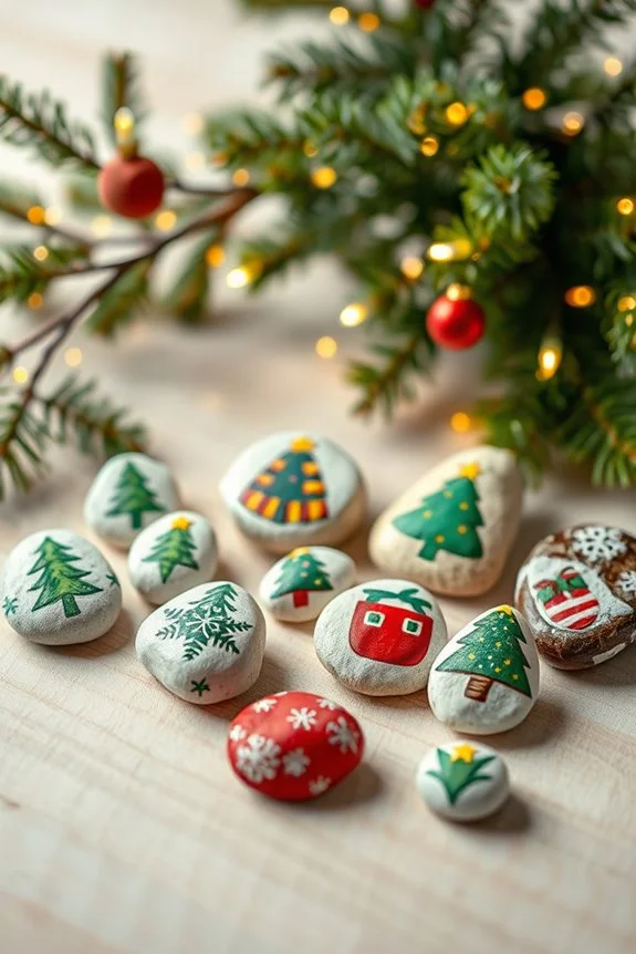 festive holiday rock painting