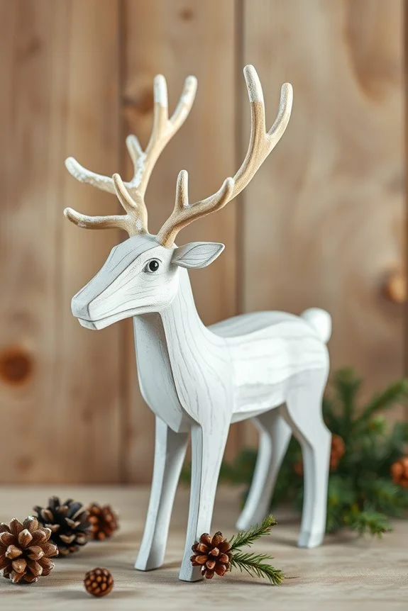 whimsical painted wooden reindeer