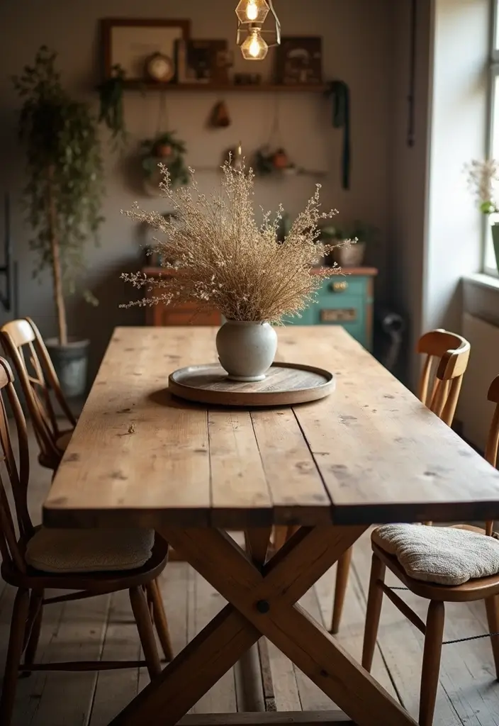 Vintage Dining Room with Natural Wood Finishes