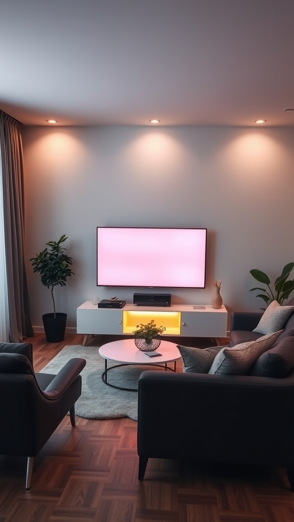 ambient backlit TV creating relaxing atmosphere