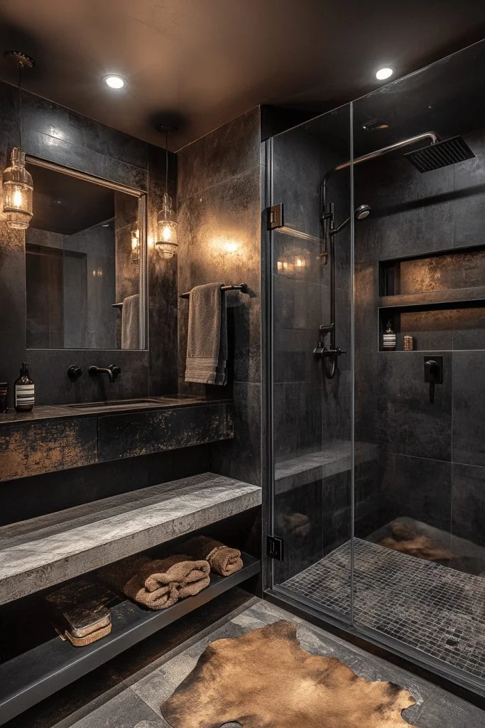 Industrial Black and Chrome Bathroom