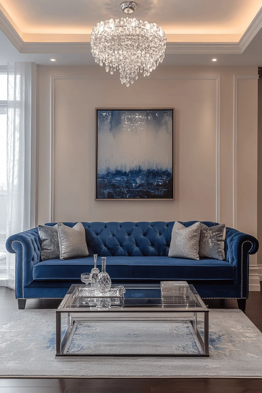 blue sofa living room design