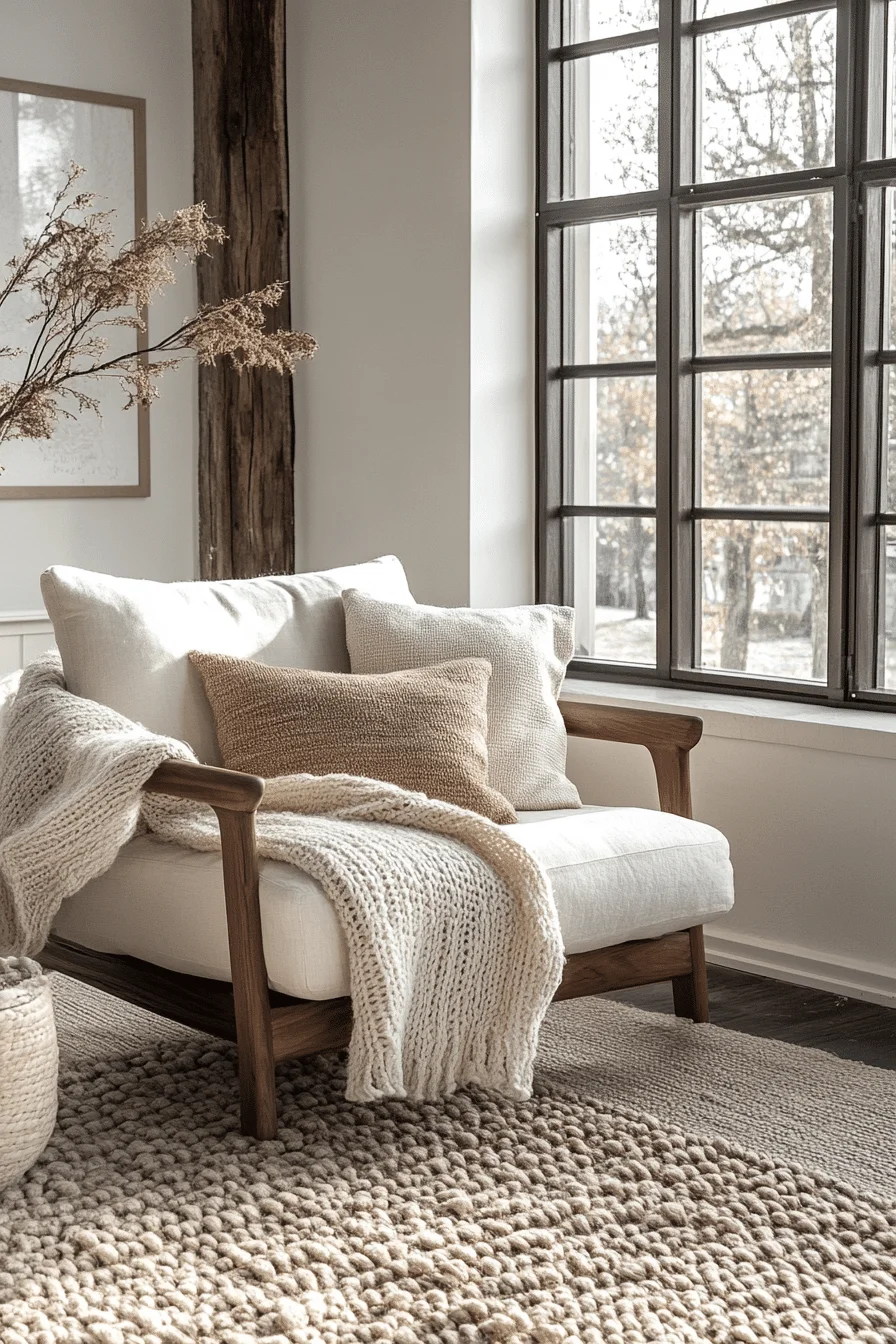 minimalist boho mid century modern living room