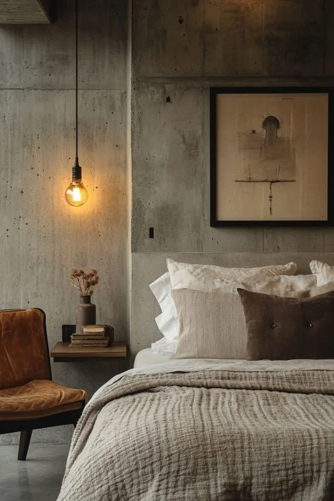 Concrete-Centric Bedroom