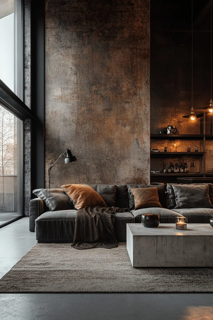 29 Brutalist Interior Design Ideas for a Bold Architectural Statement 1 Industrial-Inspired Living Area