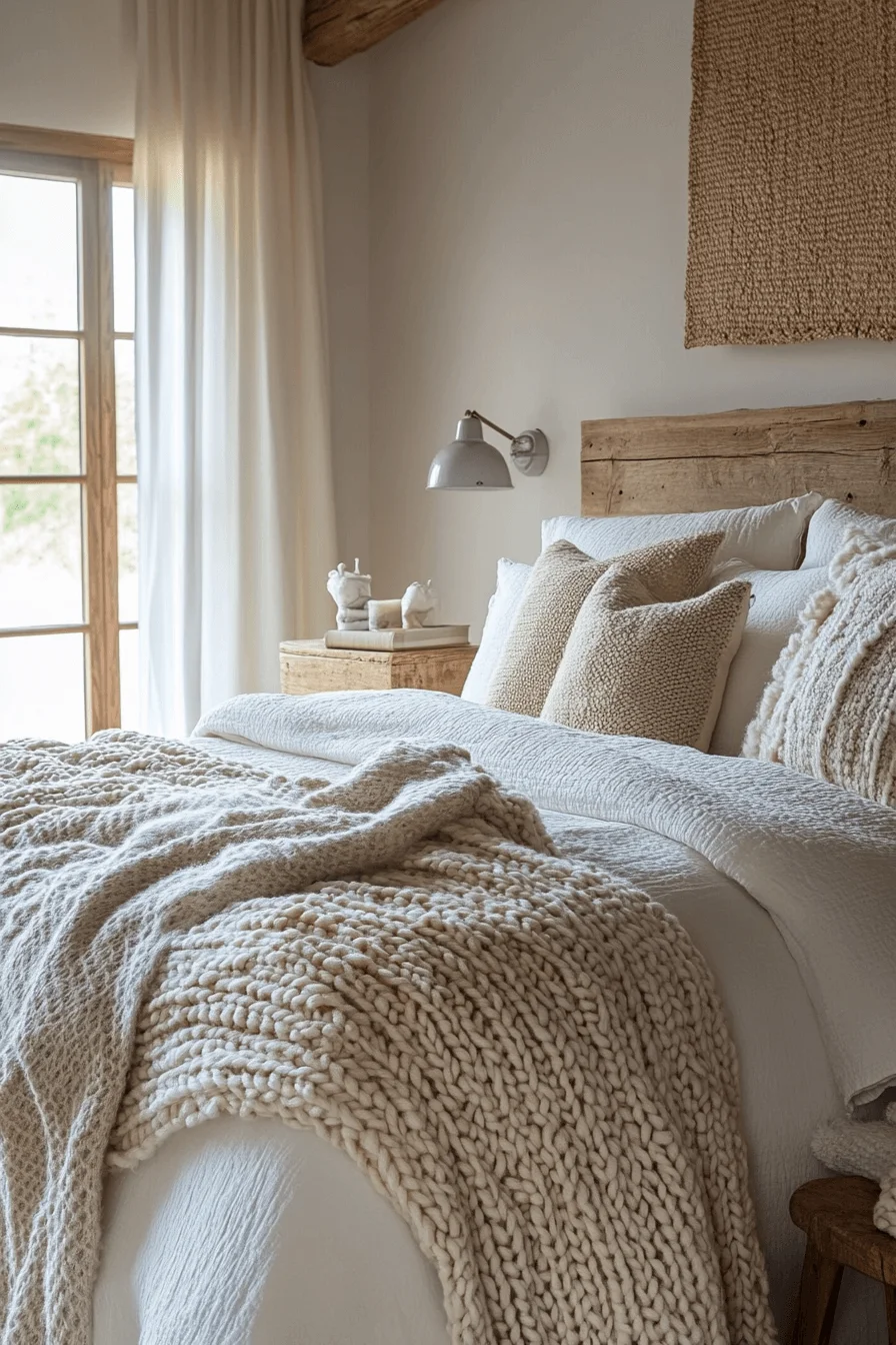 boho chic bedroom with soft textures