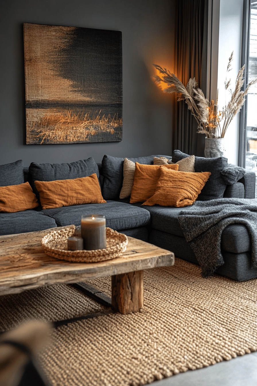 Charcoal sofa living room