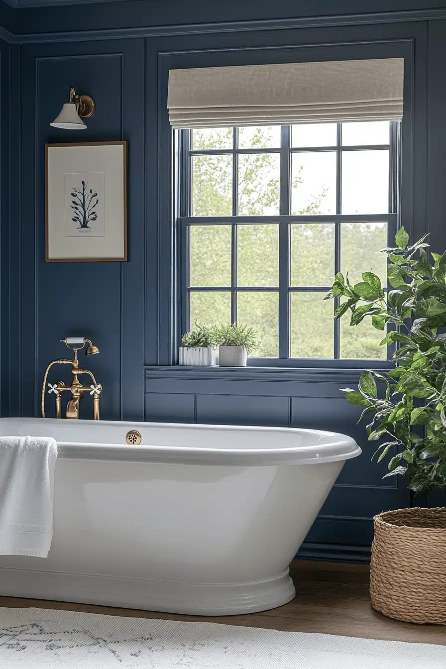 nautical navy coastal bathroom