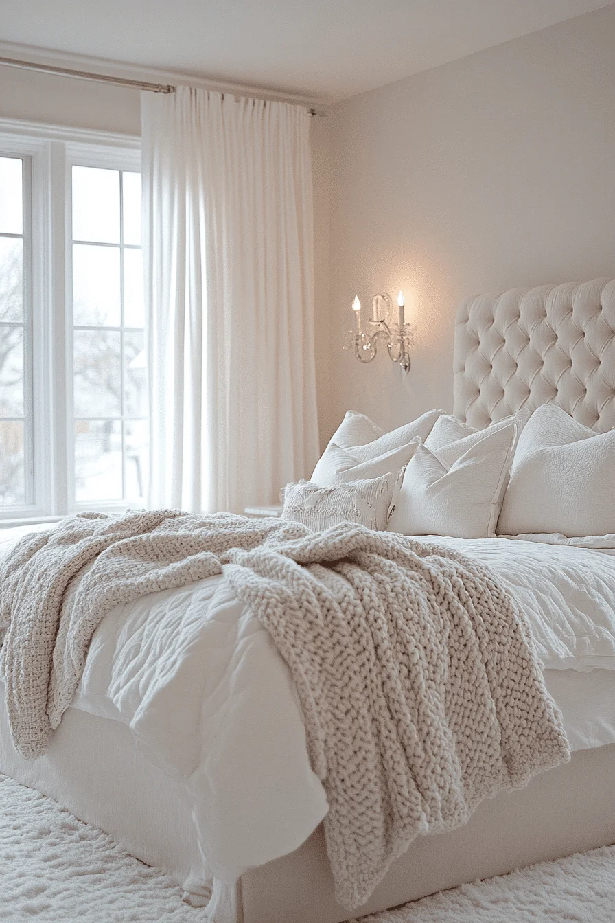 cream and white bedroom