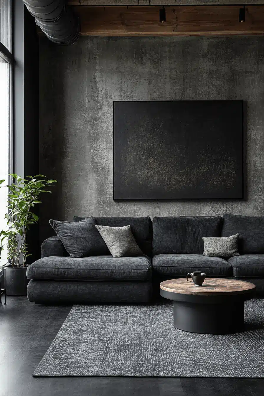 dark gray couch living room