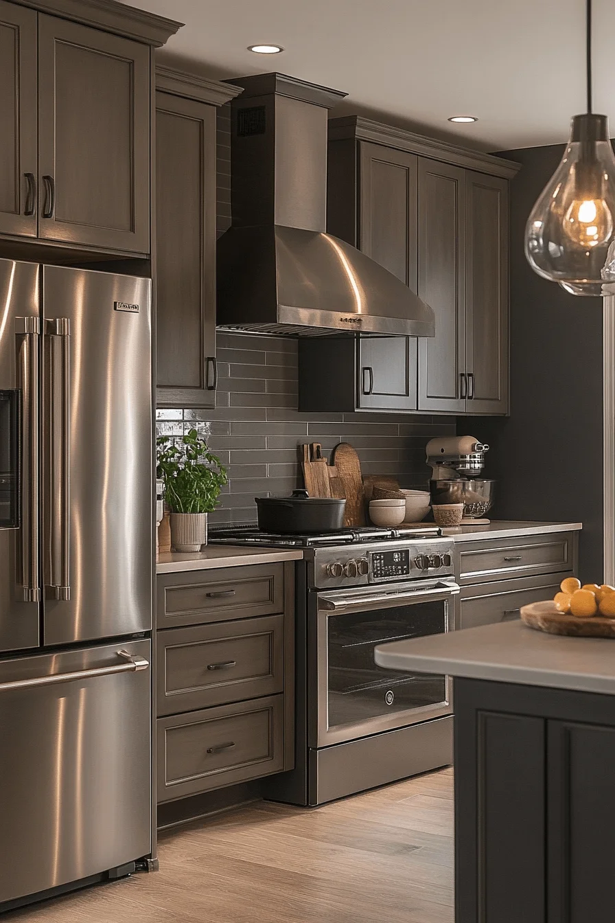 Subtle Matte Taupe Refinement dark taupe kitchen cabinets