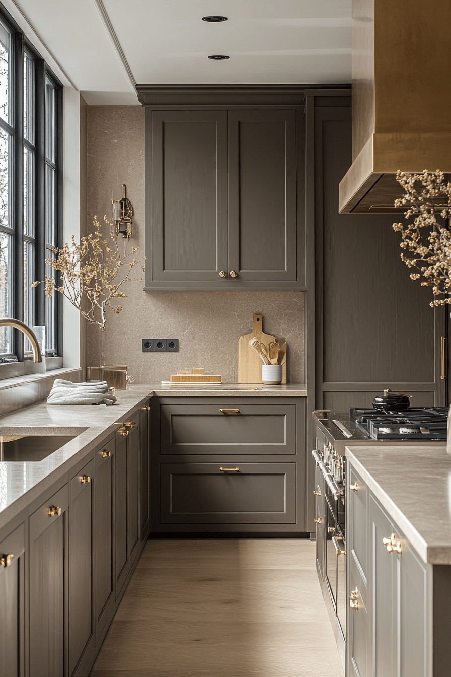 dark taupe kitchen cabinets