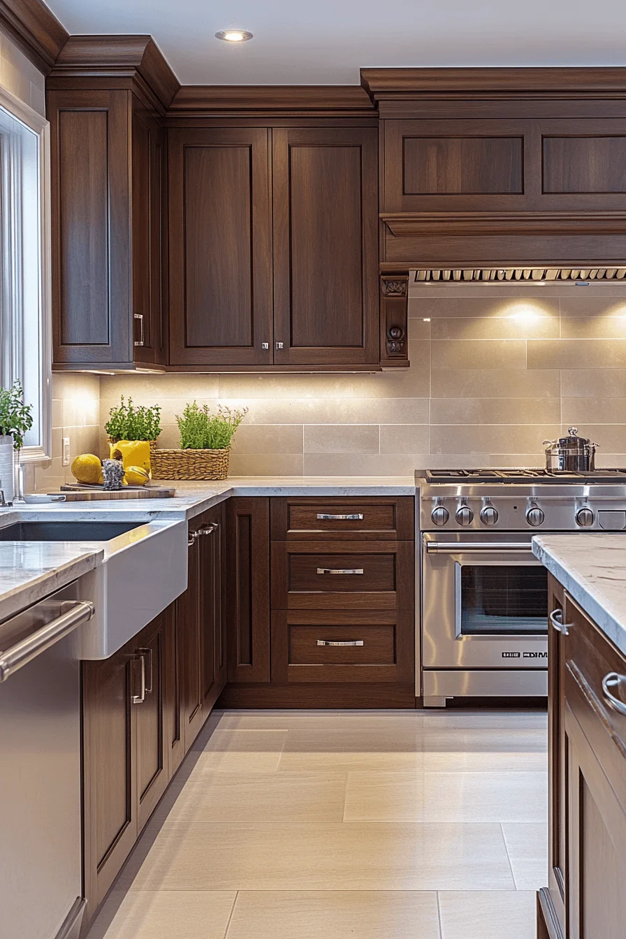 luxurious dark walnut kitchen cabinets