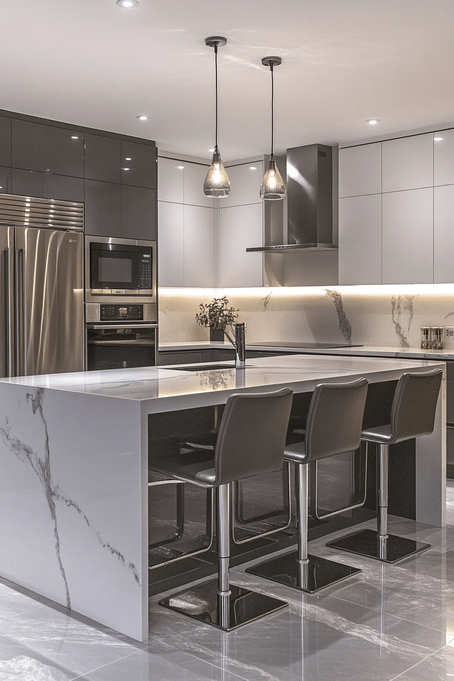 modern grey and white kitchen cabinets