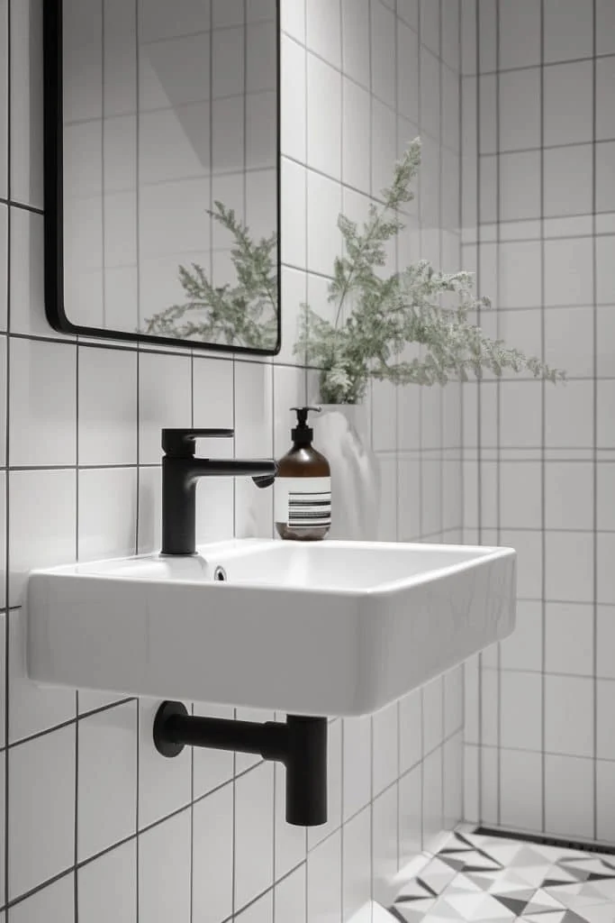 Monochrome Minimalist Loft Bathroom