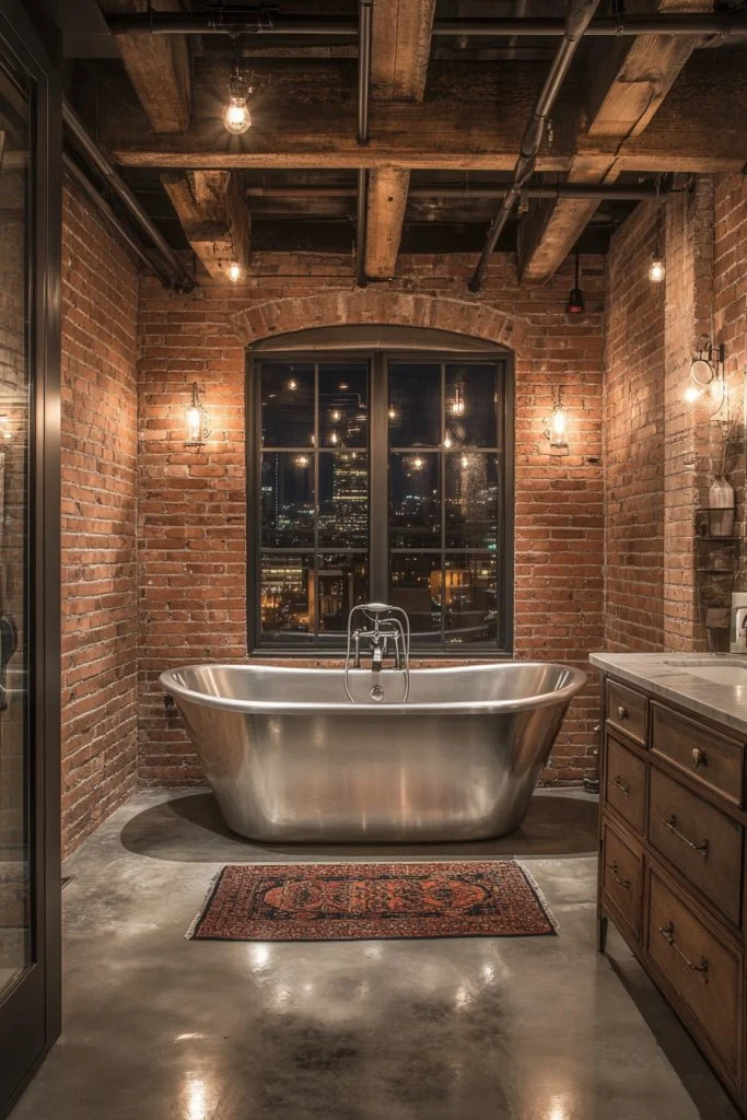 Industrial Elegance Loft Bathroom