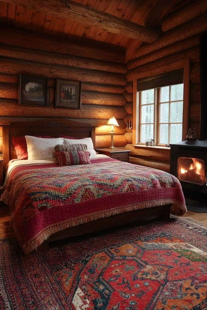 Cozy Log Cabin Bedroom
