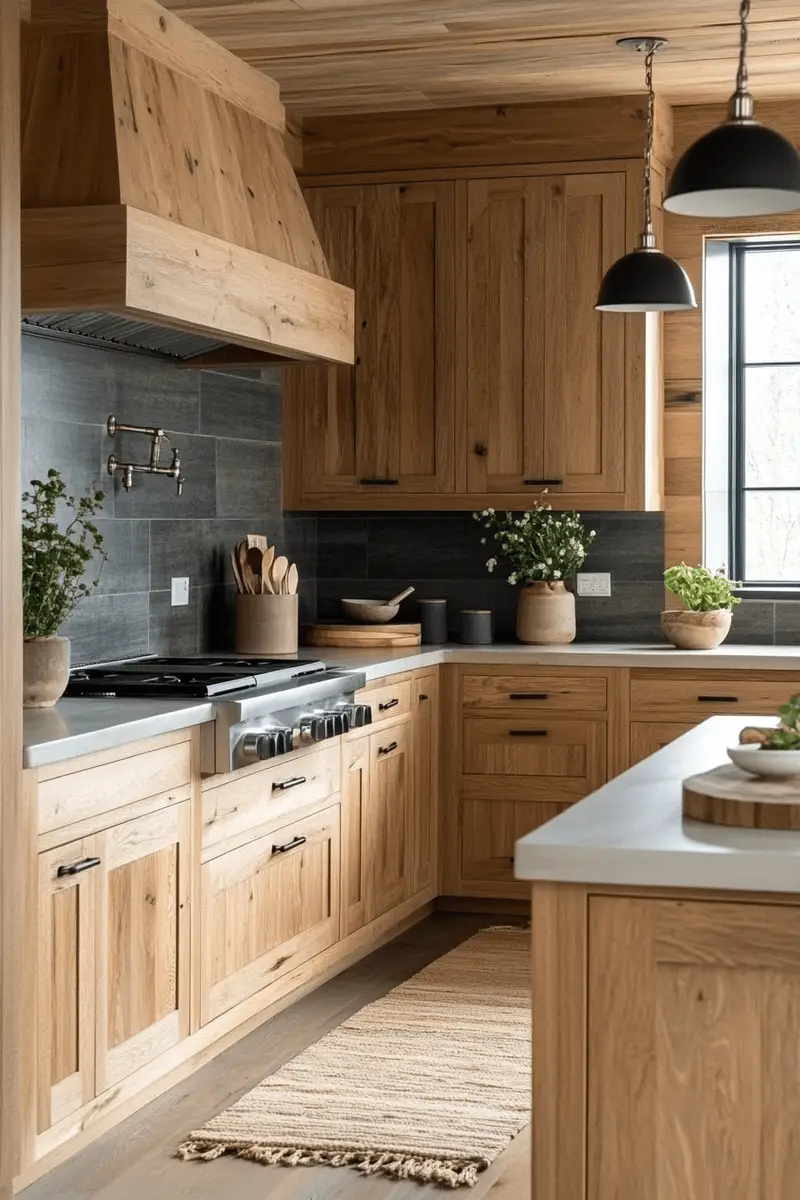 raw natural oak kitchen cabinets