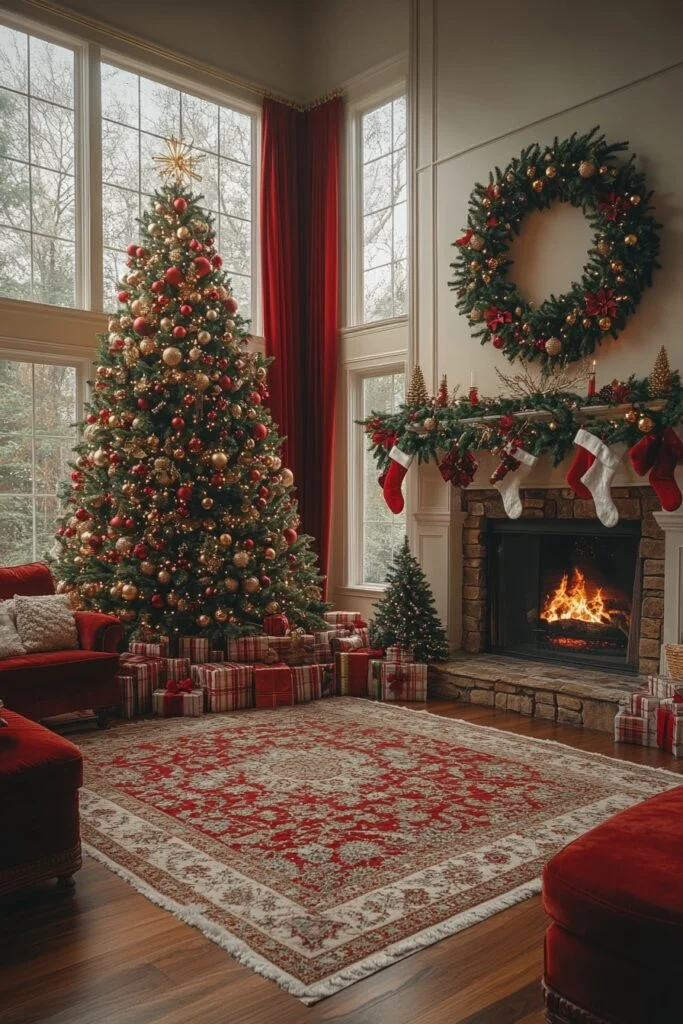 Classic Red and Green Living Space