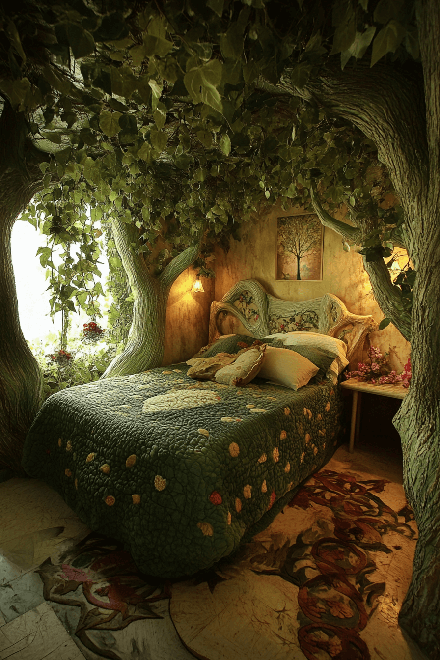 Enchanted forest themed kids bedroom