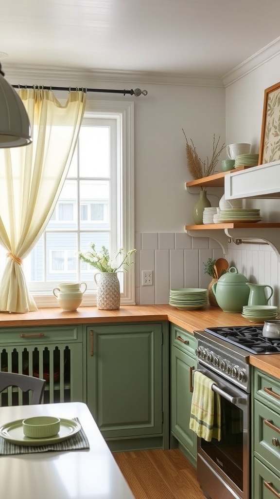 sage green accents in kitchen decor