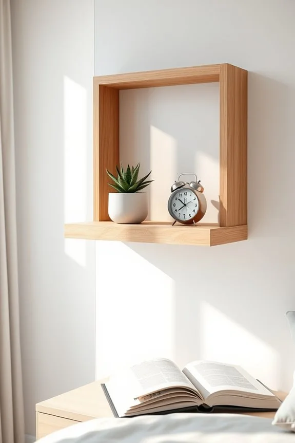 minimalist floating shelf storage