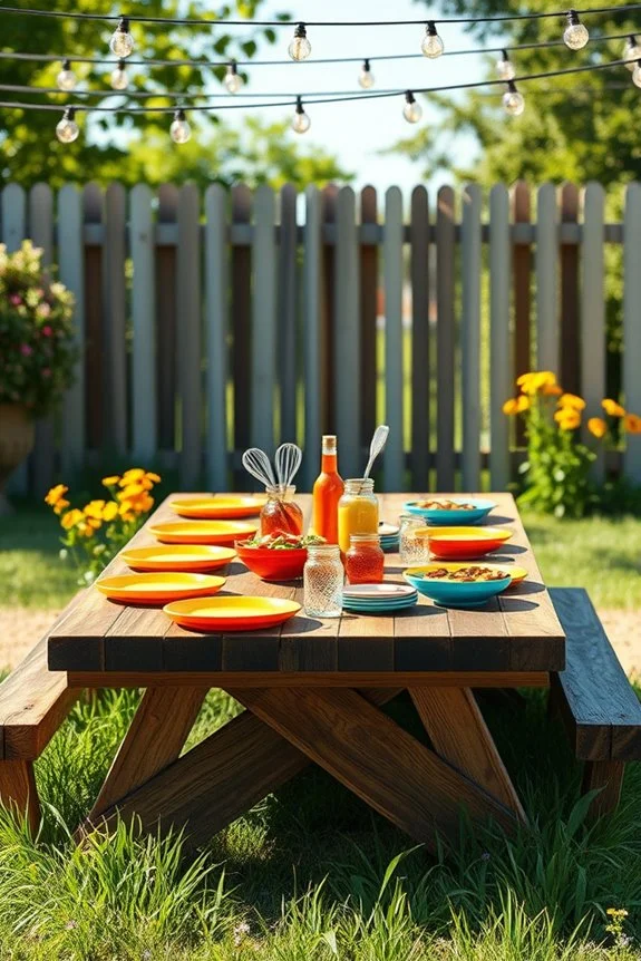 colorful picnic table setup
