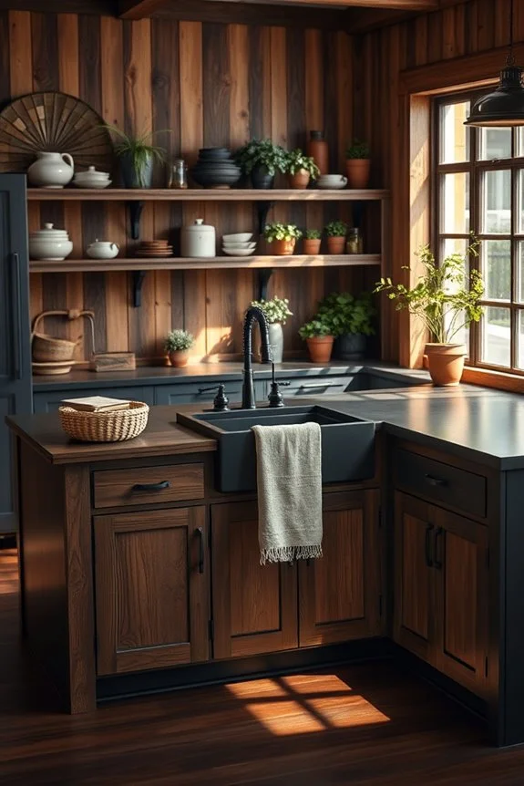 rustic black wood kitchen