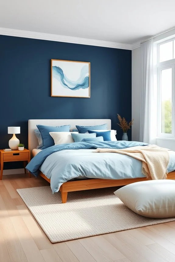 deep navy wall for elegance and contrast