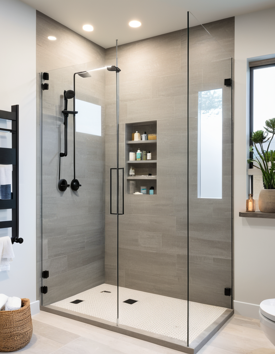 Compact walk-in shower design
