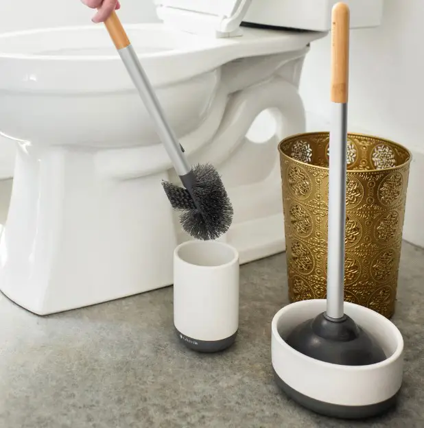 Full Circle Scrub Queen, Bathroom Toilet Brush with Ceramic Holder and Dry Earth Disk for Mold & Mildew Prevention