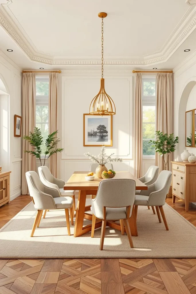 Late summer dining room with warm neutral tones