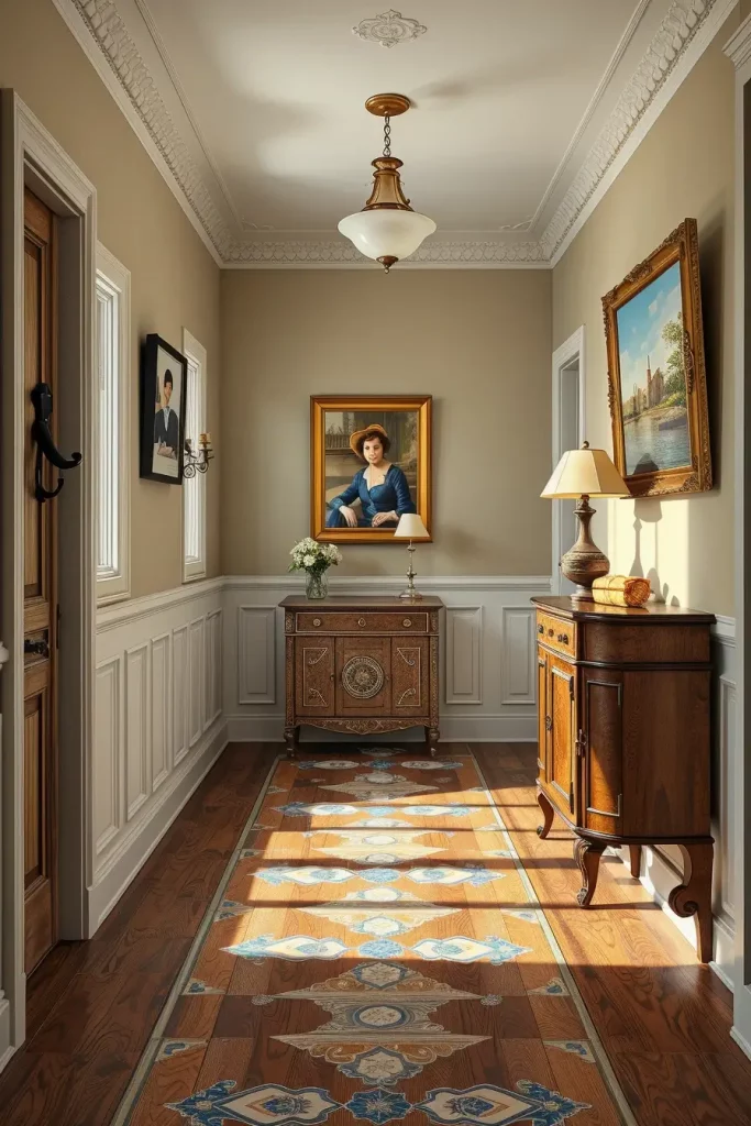 Vintage hallway with classic wood accents