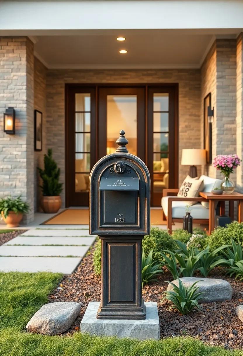Timeless Charm: Vintage-Style Post Mailbox Enhances Front Yard Appeal