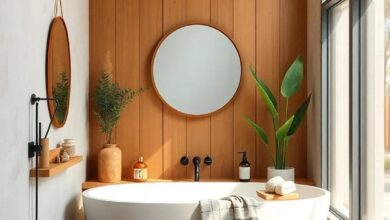 Serene Boho Bathroom Ideas with Warm Natural Wood Accents for Cozy Spaces