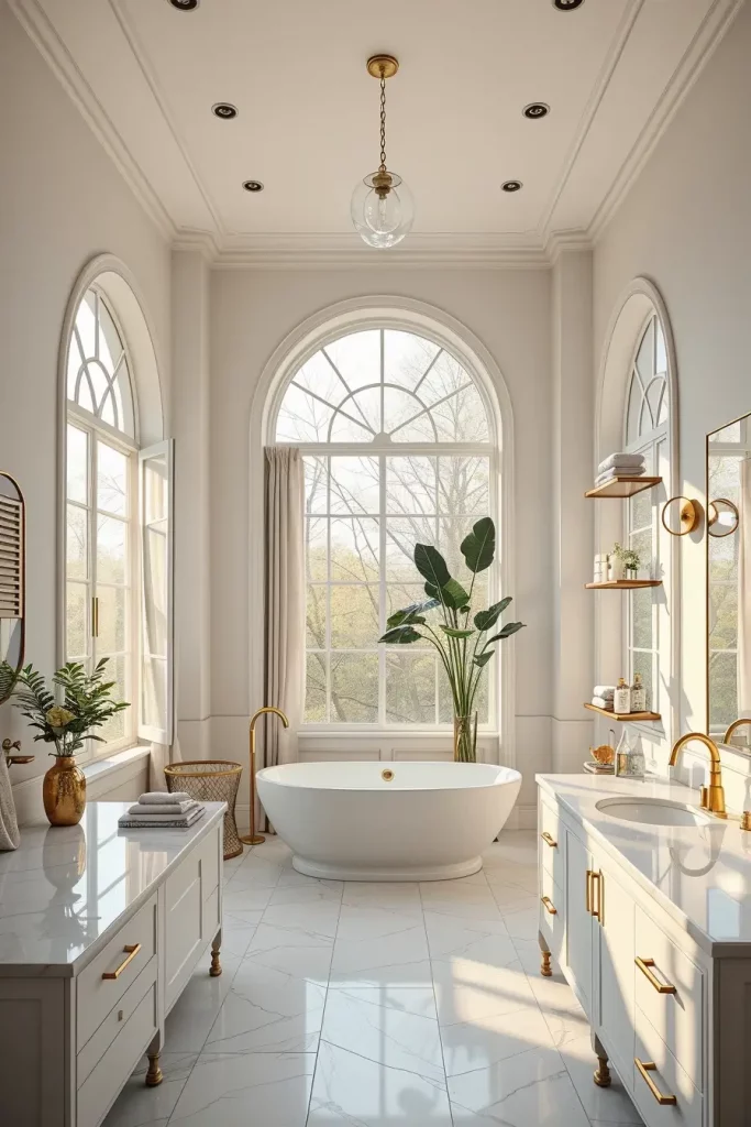 Marble bathroom with morning light