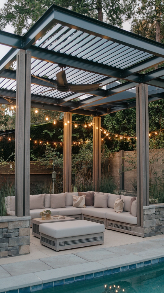 Pool Pavilion Ideas for Outdoor Living with Bar, Kitchen, Fireplace & More