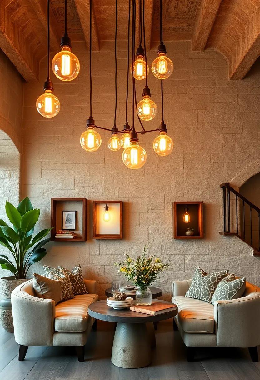 Rustic Lighting Featuring Twinkling Edison Bulbs in Barnwood Frames Surrounding Cozy Reading Nooks