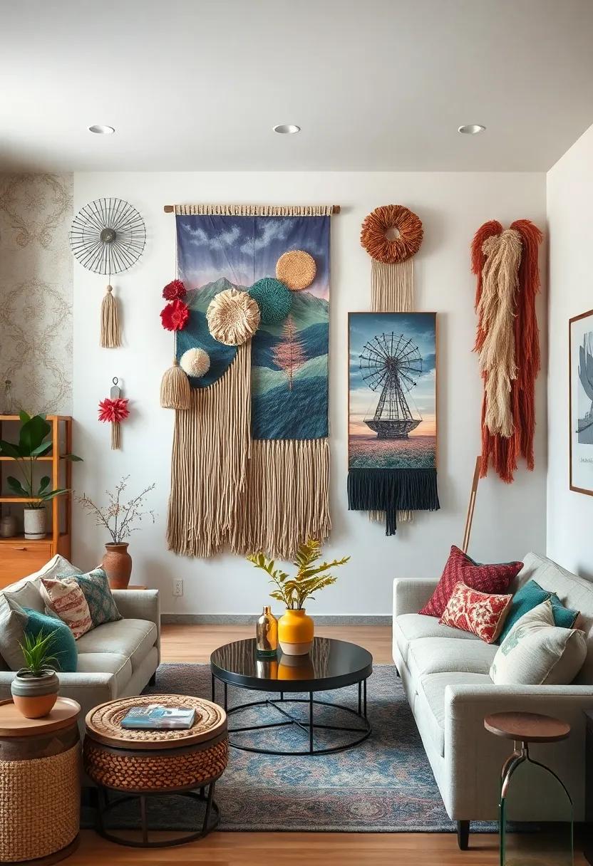 Surreal Wall Art Assemblages Combining Natural Fibers With Digital Prints For Dreamlike Aesthetics