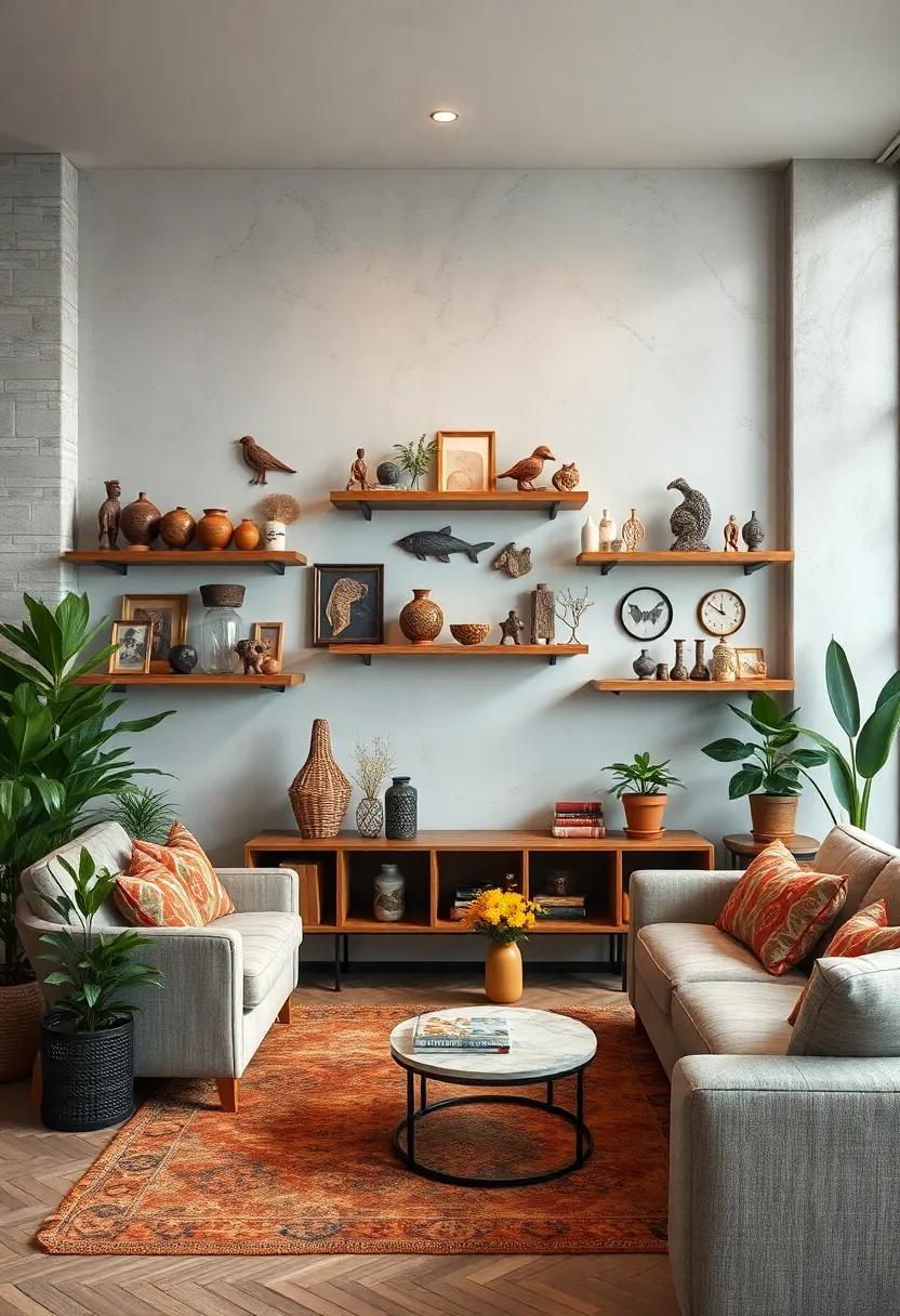 Eclectic Wall Shelves Displaying Oddities And Curios That Stimulate Conversation