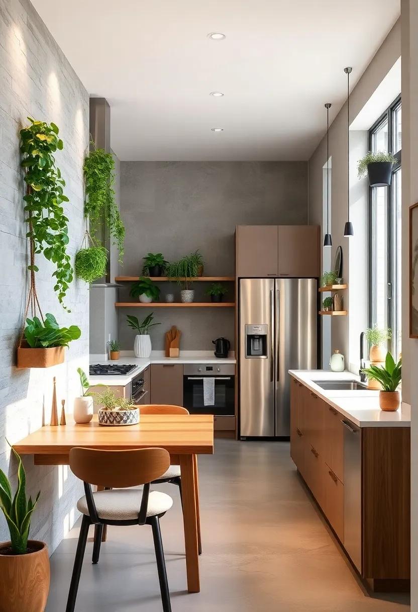 Highlighting the Impact of Vertical Garden Features and Indoor Plants in Narrow Kitchen Designs