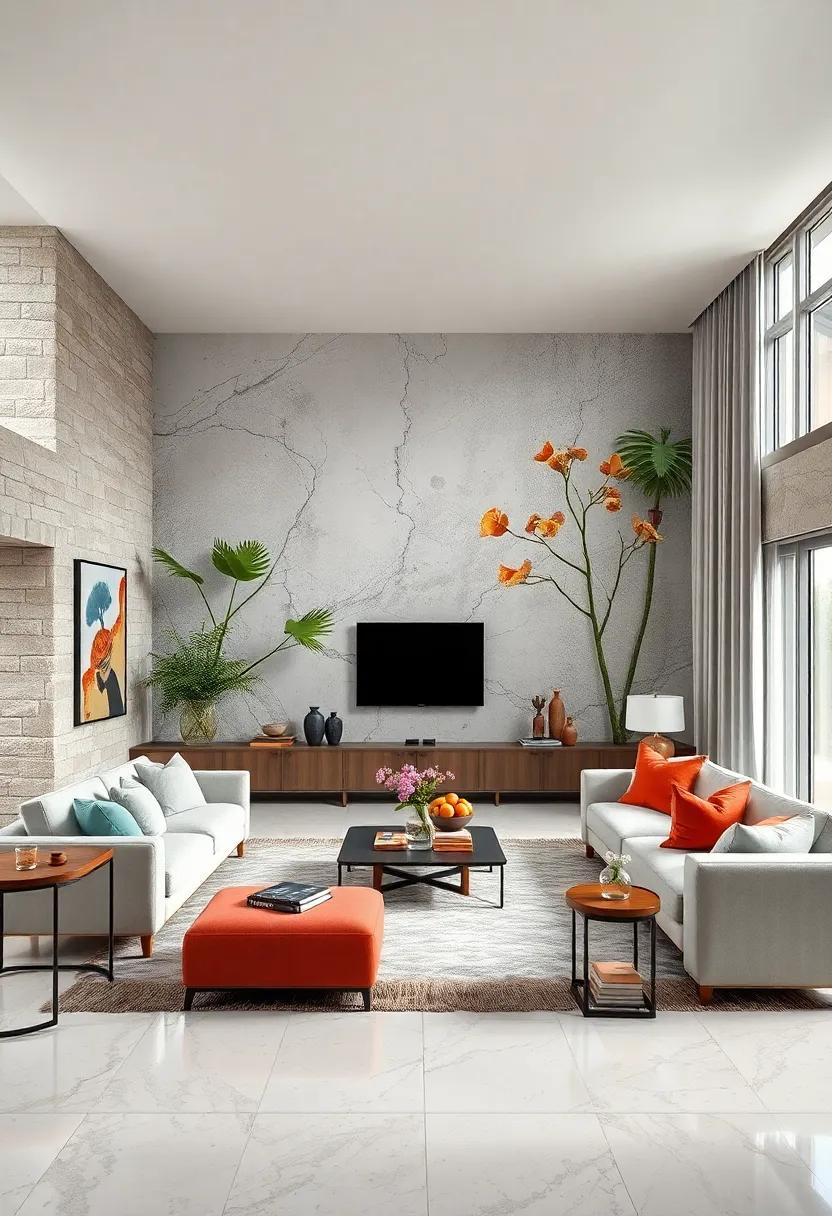 The Impact of Oversized Prints on Spacious Living Room Wallpaper