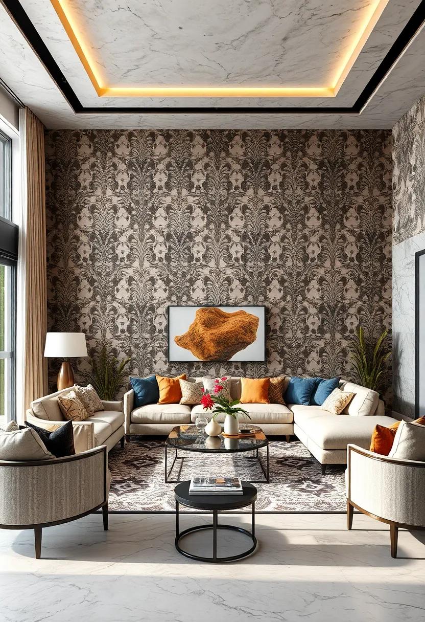 Opulent Damask Patterns Reimagined for Today's Luxury Living Rooms