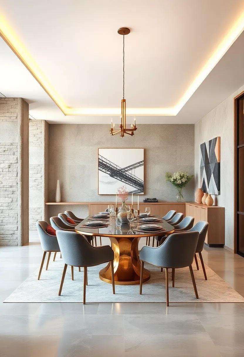 Sleek Metallic Accents Infusing Dining Rooms With a Touch of Modern Luxury
