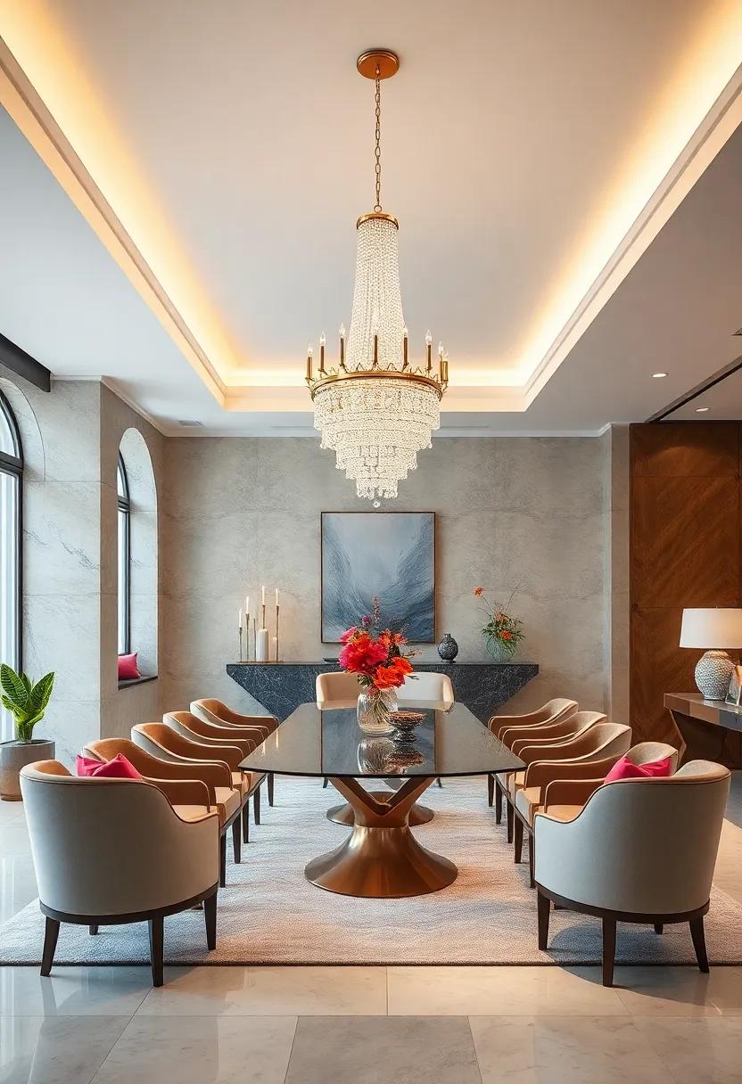 Chandeliers Made of Crystal and Glass Elevating Glamour in Dining Settings