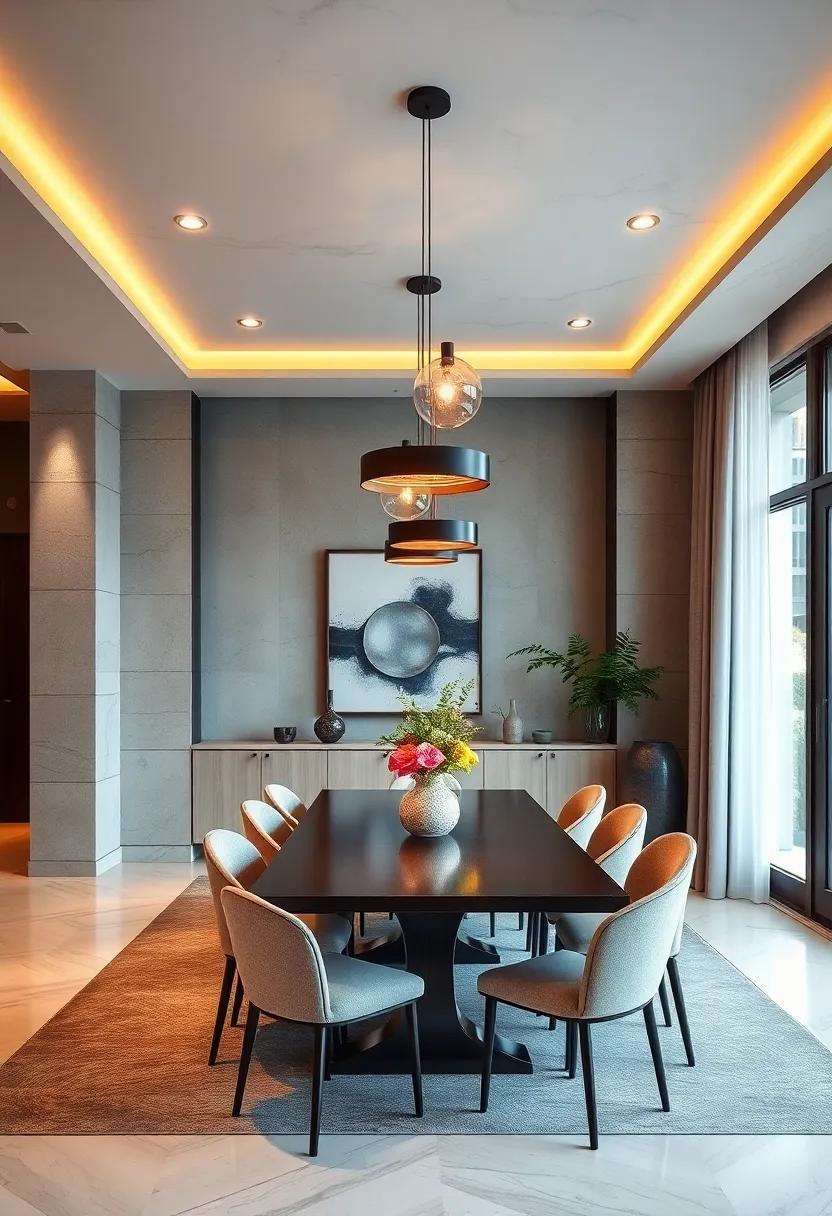 Artisan Lighting Pendants Creating Focal Points Over the Dining Table